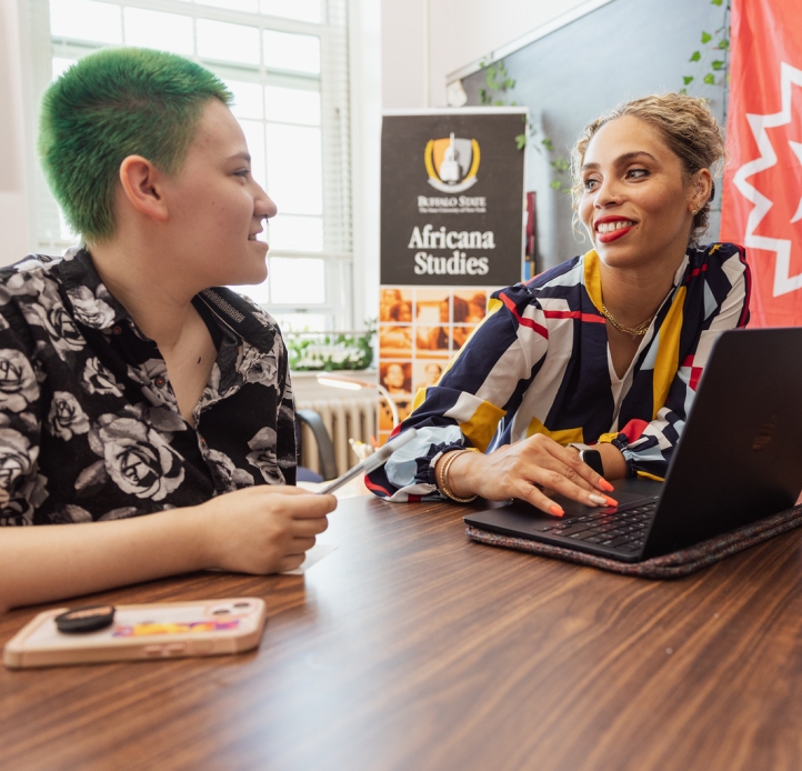 Student and professor in the classroom