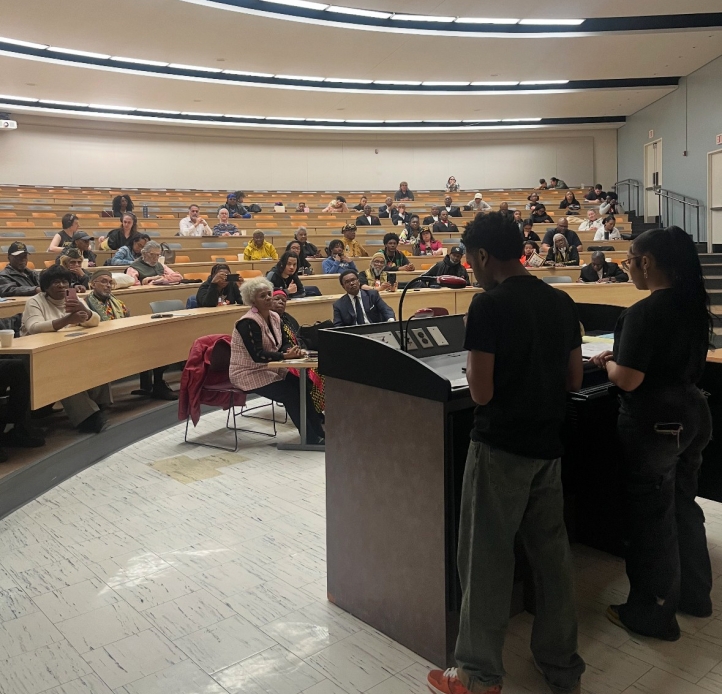 Students at podium